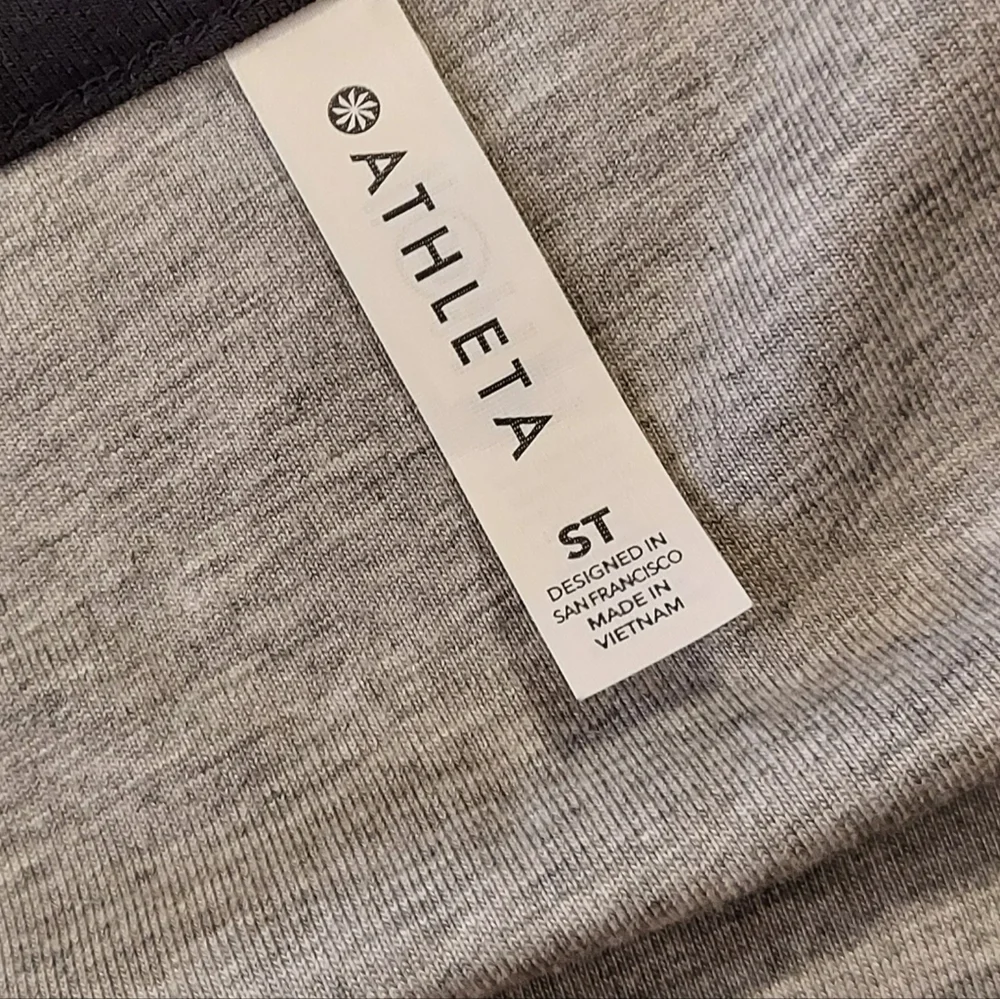 Athleta Destina Reversible Dress Black Gray Small Tall ST Knit Short Sleeve NWT